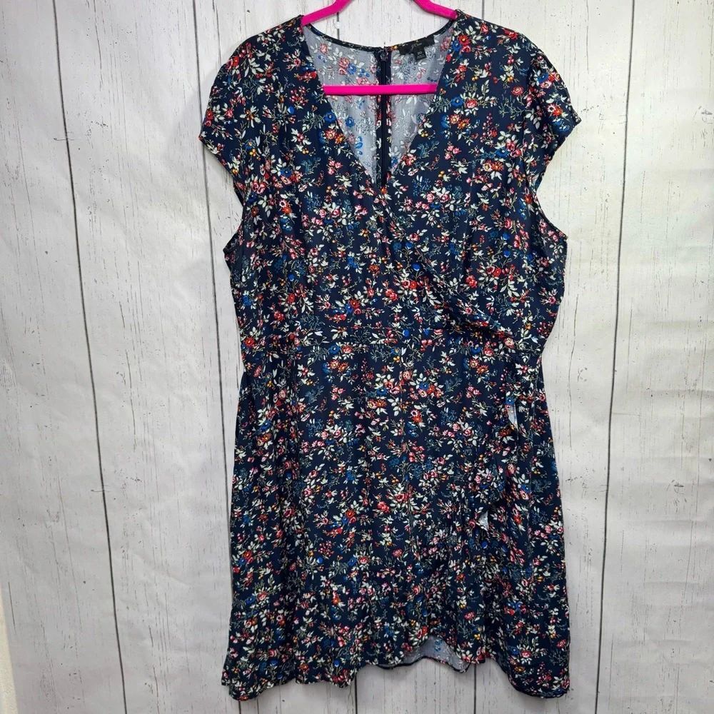 J.Crew Navy Floral Ruffle Mini Dress Romantic Cottagecore Soft Feminine